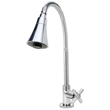 Imagem de Torneira Gourmet Flexível Cozinha Mesa Cônico Cromada C62 - TFC