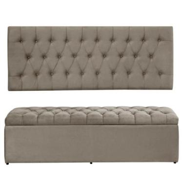 Imagem de Kit Painel Cabeceira com Bau Calçadeira Dubai 1,93m Para Cama King Siz