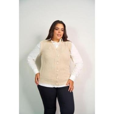 Imagem de Colete Feminino Plus Size Quente Lindo Grande Botões Inverno-Feminino