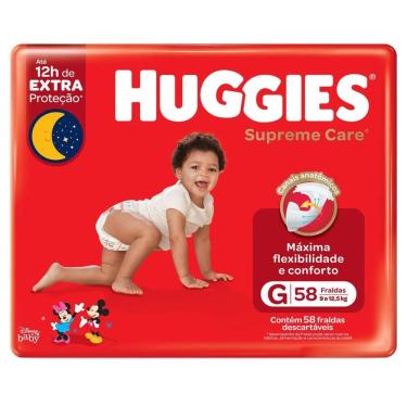 Imagem de Fralda Descartável HUGGIES Supreme Care G com 58 Unidades