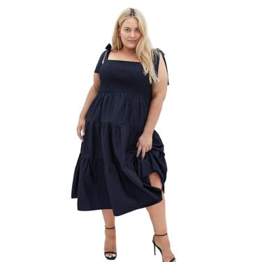 Imagem de City Chic Vestido feminino plus size - Haven Tier Midi, Azul-marinho francês, 52