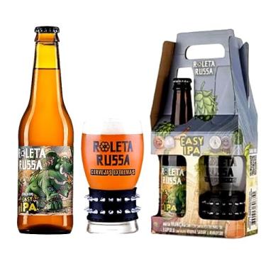 Imagem de Kit Cerveja Roleta Russa Easy IPA Long-neck 355ml e Copo Bracelete 300 ml