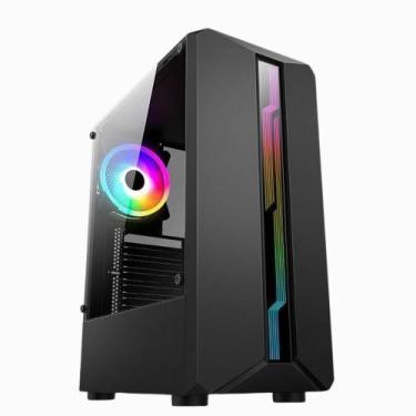 Imagem de Gabinete Mid Tower Gamer Hayom Gb1724, Lateral Em Vidro Temperado, LED