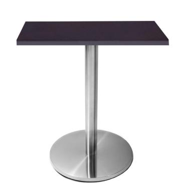 Imagem de Mesa Beta em Inox 75 cm (Altura) com Disco Redondo com Tampo em mdp Quadrado 60 cm Cor Preto