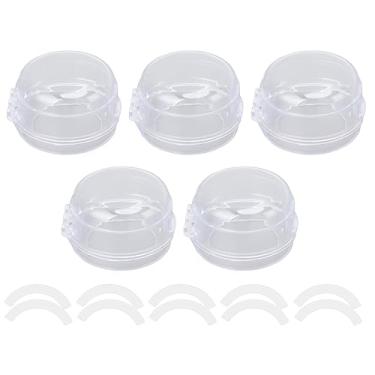 Imagem de Cobertura do botão de fogão a gás de segurança infantil Tampa de alta temperatura à prova de criança Capas de botões de forno elegante Prevenir a virada acidental para cozinhas (Branco claro)