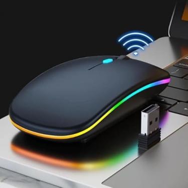 Imagem de Mouse Sem Fio Recarregável Led RGB Clique Silencioso 2.4 Ghz Ergonômico Gamer Home Office