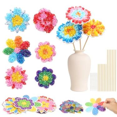 Imagem de Fennoral Pacote com 24 botões de flores em arte para crianças, faça você mesmo, buquê de flores, artesanato, faça você mesmo, espuma vinílica acetinada, artesanato para meninas e meninos, para sala de