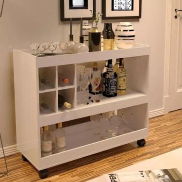 Imagem de Aparador Bar Buffet Para Sala Com Adega E Rodízios 4050  Perola - Pek 