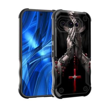 Imagem de EFGWSDER Capa para Pixel 9a, [camada dupla] [proteção contra quedas de grau militar de 3,5 m] Capa resistente à prova de choque para Google Pixel 9a de 6,3 polegadas 2025, mãos rezando segurando a