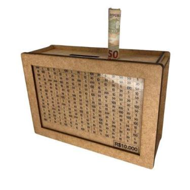 Imagem de Cofre Desafio 10mil 5mil 1mil Caixa Dinheiro De Madeira Método Japonês