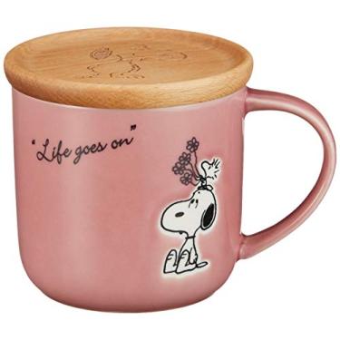 Imagem de Caneca Snoopy Peanuts SN611-11C, estampa de estação, vermelha, inclui porta-copos