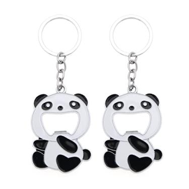 Imagem de SING F LTD 2 pçs chaveiros panda abridor de garrafas, chaveiros multifuncionais, desenhos animados panda chaveiros, ferramentas decorativas para chave de cerveja, Multicor, 6x4cm