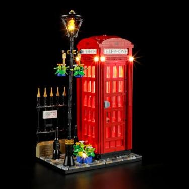 Imagem de GEAMENT Kit de luz LED compatível com caixa telefônica Lego Red London - Conjunto de iluminação para Ideas 21347 (conjunto de modelo não incluído)