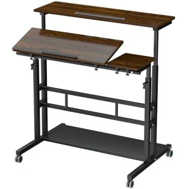 Imagem de AIZ Mesa de computador ajustável, preto e amarelo