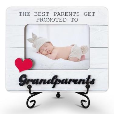 Imagem de Moldura The Best Parents Get Promoted To Grandparents – Porta-retrato para netos para novos avós – Anúncio de gravidez para vovó, vovô – Presente para vovó, vovô