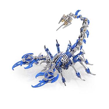 Imagem de Metalkitor Kits de quebra-cabeças de metal 3D Scorpion para adultos e adolescentes – 454 peças – Modelos de montagem mecânica – 4 horas para montar – Ideal para presentes e decorações (azul)