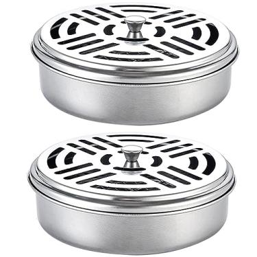 Imagem de Suporte de bobina de mosquito, bobina de aço inoxidável, queimador de incenso, portátil, mosquito, espiral, suporte de sândalo, suporte de incenso à prova de fogo, 2 peças, bobina de incenso, bobina