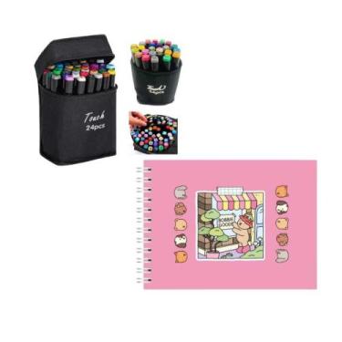 Imagem de Kit Livro de Colorir Bobbie Goods + 24 Cores Caneta Marcadora Ponta Du