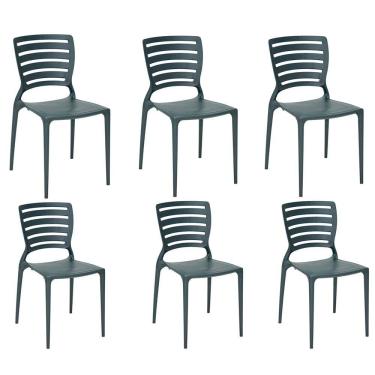 Imagem de Cadeira Sofia Grafite Polipropileno e Fibra de Vidro 6un - Tramontina 92237/007