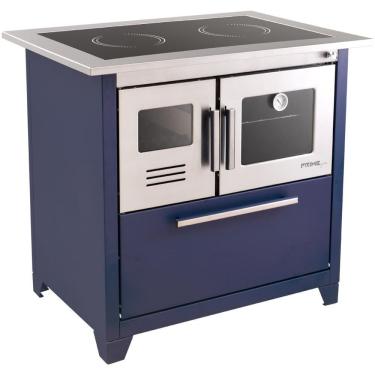 Imagem de Fogão a Lenha Hidro Prime Glass N2 Esquerdo Azul com Forno