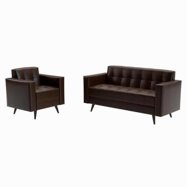 Imagem de Sofá para Escritório e Recepção 3 Lugares Vitrola Revestimento Sintéti