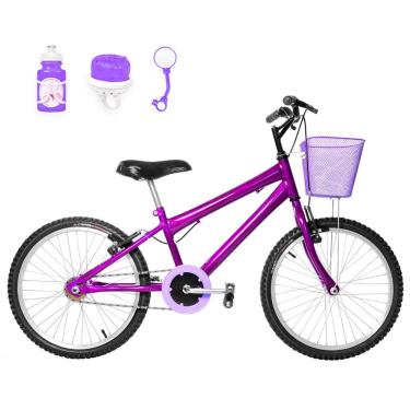 Imagem de Bicicleta Infantil Feminina Aro 20 Natural+Kit Passeio