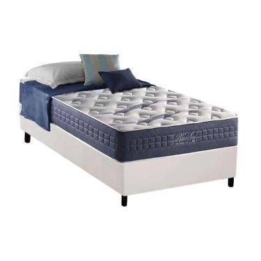 Imagem de Cama Box Solteiro: Colchão Molas Masterpocket Ensacadas Anjos Blue Sea + Base Branco(88...