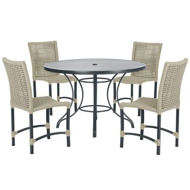 Imagem de Mesa Ascoli Com 4 Cadeiras Cannes De Alumínio Trama Rami