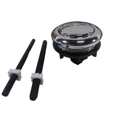 Imagem de OPTPB-48AB Peças sobressalentes com botão de descarga dupla, peças de vaso sanitário cromado acetinado com orifício de 58 mm (2,28 polegadas) na tampa do tanque do vaso sanitário. A haste tem 11 cm de