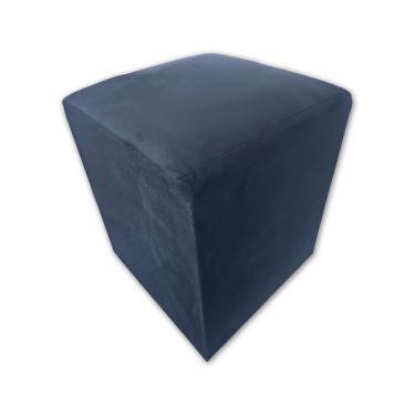 Imagem de Puff Banqueta Quadrado Cubo Decorativo Courino E Suede Azul Marinho Suede