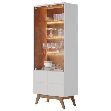 Imagem de Cristaleira Noronha 4 Portas Off White Matte Freijó Colibri Off White Matte Freijó