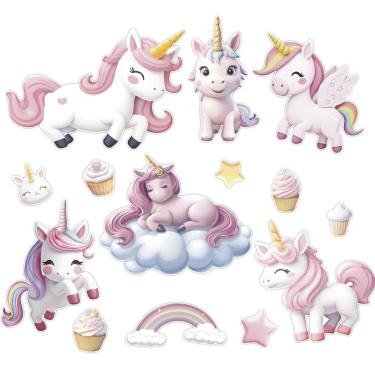 Imagem de Adesivo Papel De Parede Infantil Unicórnios Cupcake Estrela