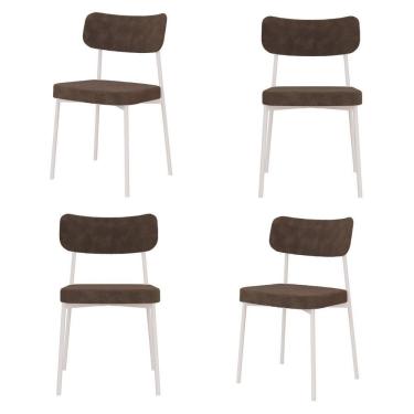 Imagem de Kit Com 4 Cadeiras Para Sala De Jantar Mona Yescasa Marrom Castor-branco