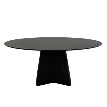 Imagem de Mesa De Jantar Cone Lazo Oval 140x90 Cm Tampo Ébano Base Ébano Preto