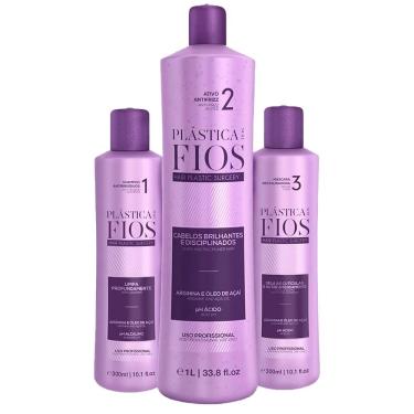 Imagem de Kit Cadiveu Plástica Dos Fios - Shampoo 300ml + Máscara 300ml + Ativo Antifrizz 1l