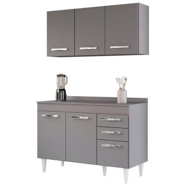 Imagem de Armário Aéreo Honduras E Balcão Gabinete Com Tampo 120cm Suécia Cinza - Lumil