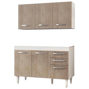 Imagem de Armário Aéreo Honduras E Balcão Gabinete Para Pia 120cm Suécia Branco-castanho - Lumil Móveis