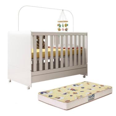 Imagem de Berço Mini Cama Encanto Branco Com Colchão Supreme - Peternella Móveis Branco