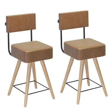 Imagem de Kit 2 Cadeiras Barcelona 73cm Couríssimo Amarula - Salaone Amarula