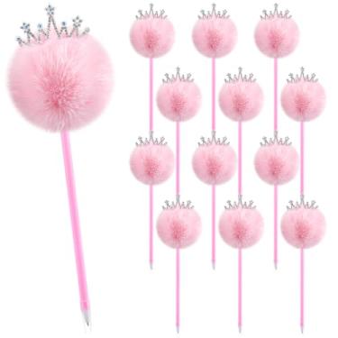 Imagem de Zonon 12 canetas de pelúcia rosa para coroa, pompom da rainha, para princesa, bruxa, lembrancinhas de festa, escola, escritório, decoração