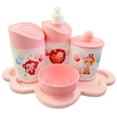 Imagem de Kit Higiene Baby Safari Menino e Menina c/bandeja em MDF - Dóia Kids, 