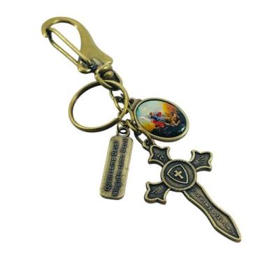 Imagem de Chaveiro Espada São Miguel Arcanjo Mosquetão OV - FORNECEDOR 6