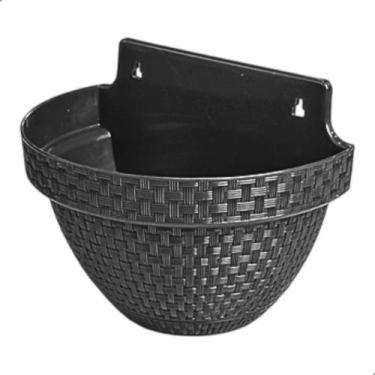 Imagem de Vaso de Parede Meia Lua Preto 3L com Prato Antidengue 24x18x16cm em Pl