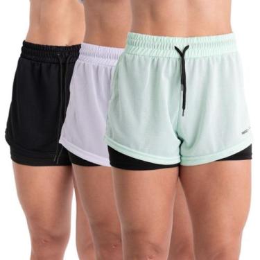Imagem de Kit 3 Shorts 2 em 1 Feminino Bermuda Dryfit Dupla Para Treino Academia