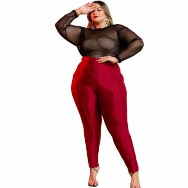 Imagem de Conjunto Plus Size Blusa Tule Calça Roupas Femininas - Bellucy Modas, 