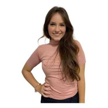 Imagem de Blusa Canelada Gola Alta Feminina Manga Curta Blusinha - Look Dreams, 