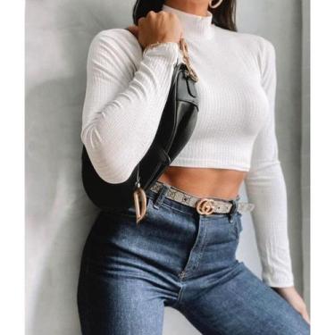 Imagem de Cropped basico manga longa feminino - Filó Modas