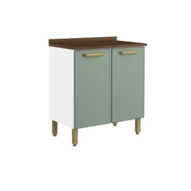 Imagem de Gabinete de Cozinha Modulado c/ Tampo Bella 1 Porta 80cm Verde - Berto