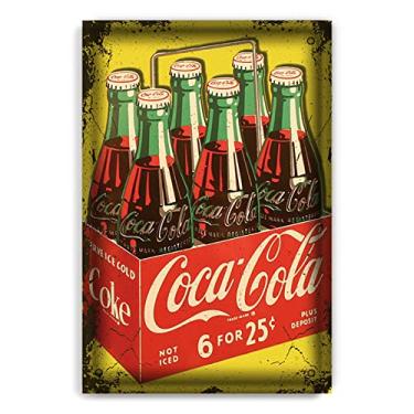 Imagem de Husienzn Placa de Lata Retrô Pôster de Metal Decoração de Parede Vintage Coca Cola Coca para Pub Restaurantes Café Clube Placa Caverna Do Homem Parede 8X12 Polegadas