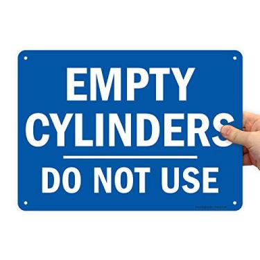 Imagem de SmartSign Placa "Cilindros vazios - Não use" de 25,4 x 35,56 cm com furos pré-limpos, impresso digitalmente, plástico HDPE de 55 mil, azul e branco